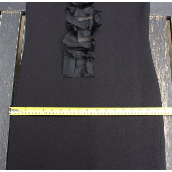 Olivine Gabbro - Sleeveless Wool Sheath Dress with Silk Organza Accents, size 4 - Picture 8 of 15